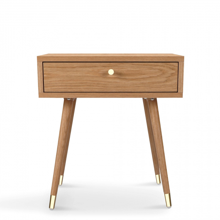 Table de nuit \'Prime\' - Chêne/Laiton dans le groupe Meubles / Tables / Tables de chevet chez Reforma (2106-oak)