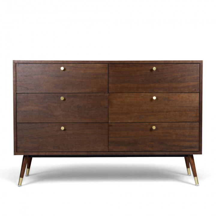 Commode \'Prime\' 6 tiroirs - Noyer/Laiton dans le groupe Meubles / Étagères & rangement / Commodités chez Reforma (2108)