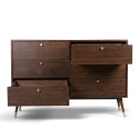 Commode \'Prime\' 6 tiroirs - Noyer/Laiton