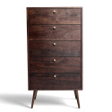 Commode \'Prime\' 5 tiroirs - Noyer/Laiton
