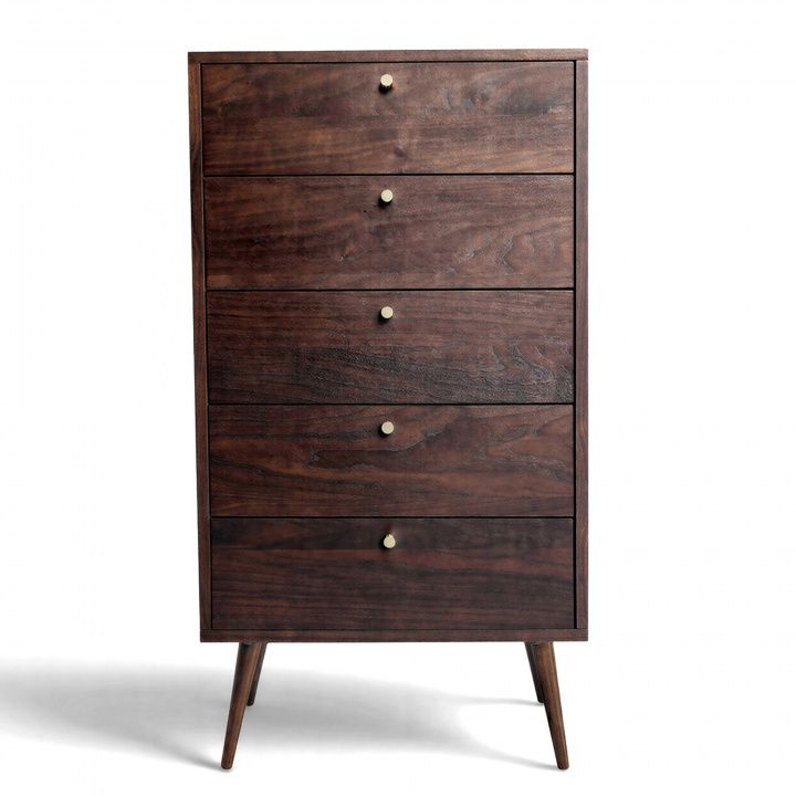 Commode \'Prime\' 5 tiroirs - Noyer/Laiton dans le groupe Meubles / Étagères & rangement / Commodités chez Reforma (2109)