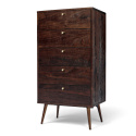 Commode \'Prime\' 5 tiroirs - Noyer/Laiton