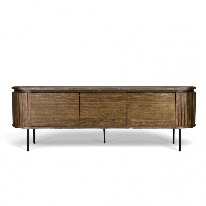 Meuble TV \'Kärra\' 160x40cm - Noyer/Noir dans le groupe CAMPAGNE / Meubles / Étagères & Rangement chez Reforma (2372-walnut)