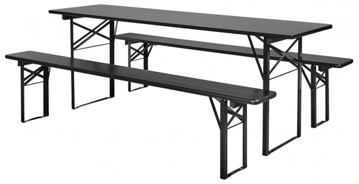 Table et bancs \'Garden\' 220x60cm - Noir dans le groupe Meubles / Mobilier de jardin / Groupes de jardin chez Reforma (27220)