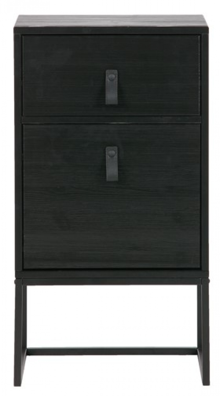 Table de chevet \'Zola\' tiroir+armoire - Noir dans le groupe Meubles / Tables / Tables de chevet chez Reforma (373674-Z)