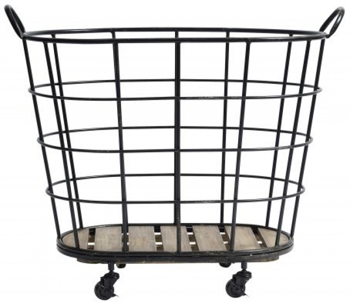 Panier en acier sur roulettes - Noir dans le groupe Meubles / Étagères & rangement / Petits rangements chez Reforma (4491)