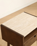 Table d’appoint \'Sapri\' 45x60cm - Noyer/Travertin