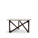 Table basse \'Modica\' Ø80 – Noyer/Verre