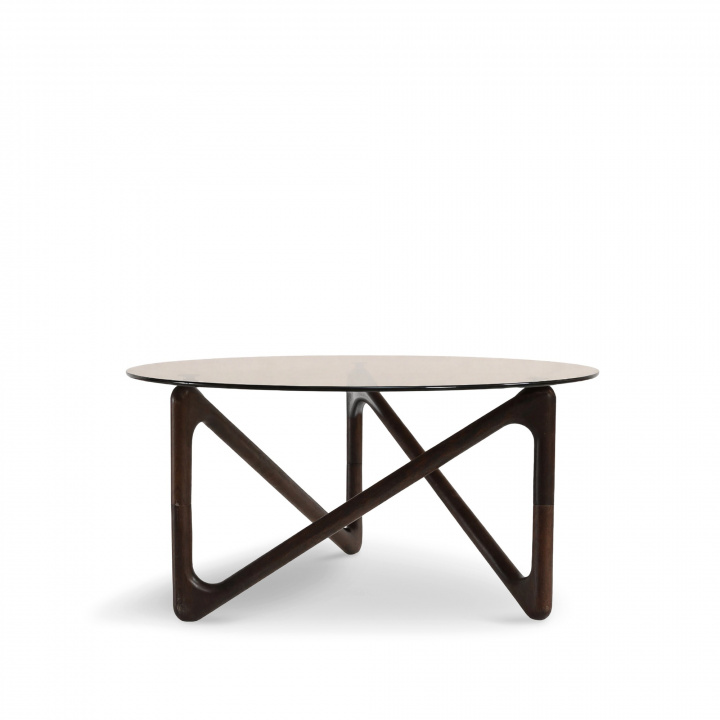 Table basse \'Modica\' Ø80 – Noyer/Verre dans le groupe Meubles / Tables / Table basse chez Reforma (717AB-walnut)