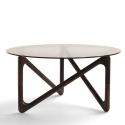 Table basse \'Modica\' Ø80 – Noyer/Verre