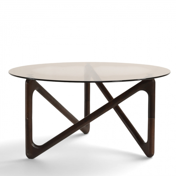 Table basse \'Modica\' Ø80 – Noyer/Verre dans le groupe Meubles / Tables / Table basse chez Reforma (717AB-walnut)