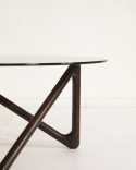 Table basse \'Modica\' Ø80 – Noyer/Verre