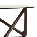 Table basse \'Modica\' Ø80 – Noyer/Verre