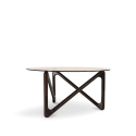 Table basse \'Modica\' Ø80 – Noyer/Verre