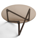 Table basse \'Modica\' Ø80 – Noyer/Verre