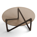 Table basse \'Modica\' Ø80 – Noyer/Verre