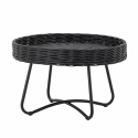 Table basse \'Hattie\' 60cm Ronde - Noir/Rotin