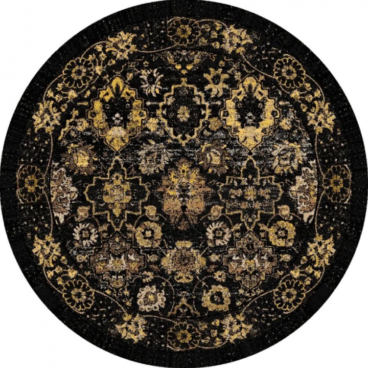 Tapis rond \'Fernana\' 200cm - Noir/Or dans le groupe Décoration / Tapis / Tapis tissés chez Reforma (8684204881263)