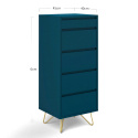 Commode \'Elle\' 45x110 - Turquoise/Laiton