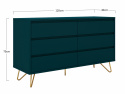 Commode \'Elle\' 120x70 - Turquoise/Laiton