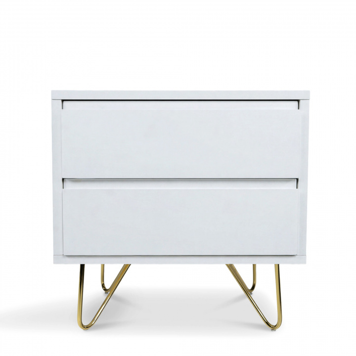 Table de nuit \'Elle\' - Blanc/Laiton dans le groupe Meubles / Tables / Tables de chevet chez Reforma (ELLENS01-white)