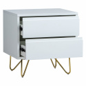 Table de nuit \'Elle\' - Blanc/Laiton