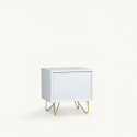 Table de nuit \'Elle\' - Blanc/Laiton