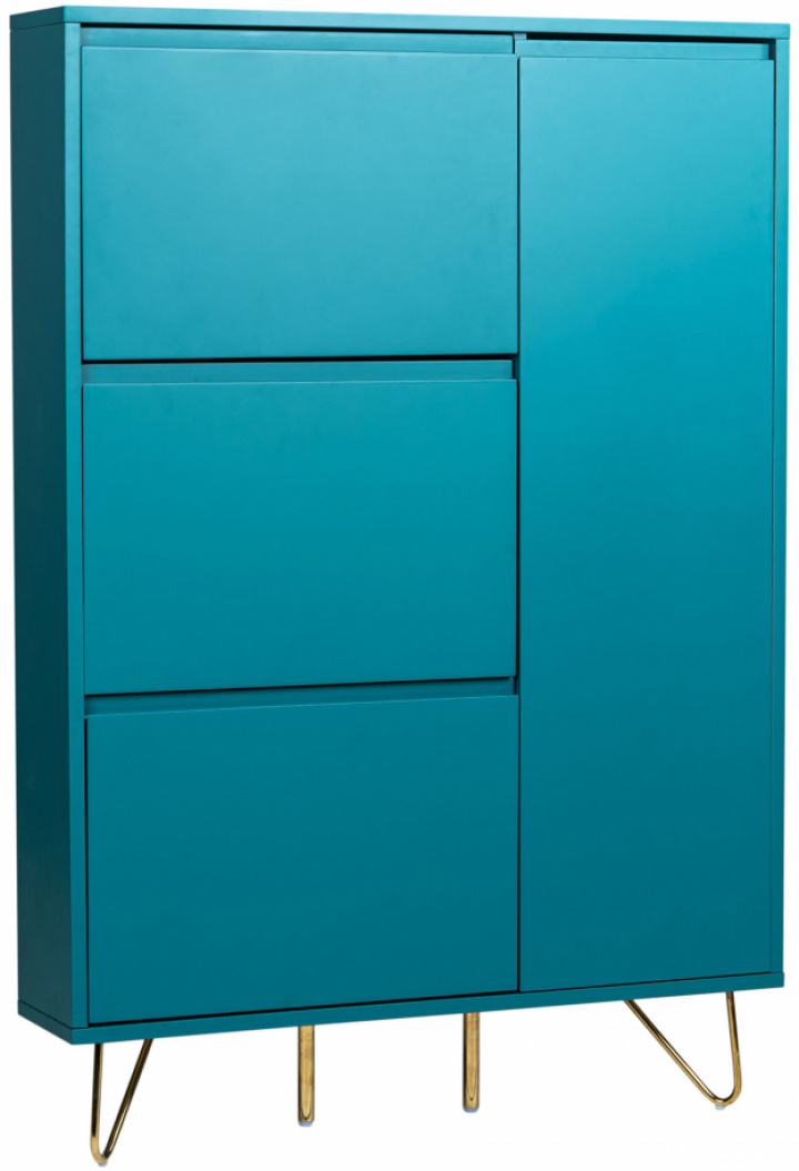 Meuble à chaussures \'Elle\' - Turquoise/Laiton dans le groupe Meubles / Étagères & rangement / Armoires et buffets chez Reforma (ELLESC01-green)