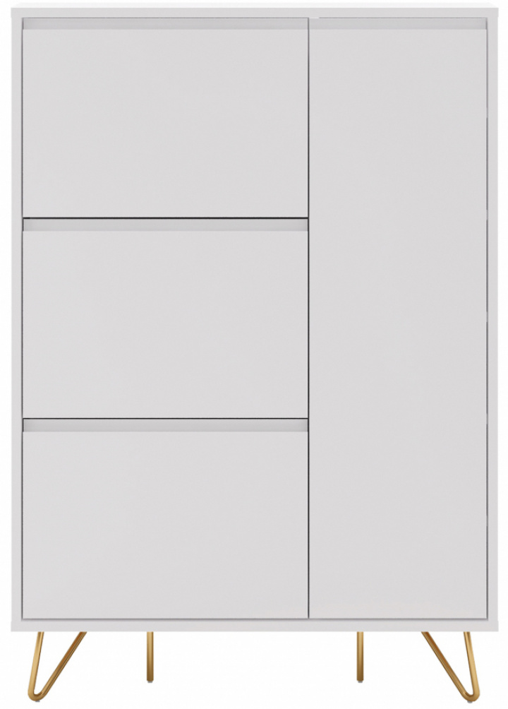 Meuble à chaussures \'Elle\' - Blanc/Laiton dans le groupe Meubles / Étagères & rangement / Armoires et buffets chez Reforma (ELLESC01-white)