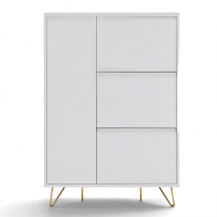 Meuble &agrave; chaussures \'Elle\' - Blanc/Laiton dans le groupe Meubles / Étagères & rangement / Armoires et buffets chez Reforma (ELLESC01-white)