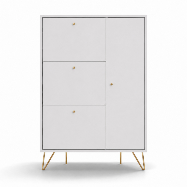 Meuble &agrave; chaussures \'Elle\' - Blanc/Laiton dans le groupe Meubles / Étagères & rangement / Armoires et buffets chez Reforma (ELLESC01-white)