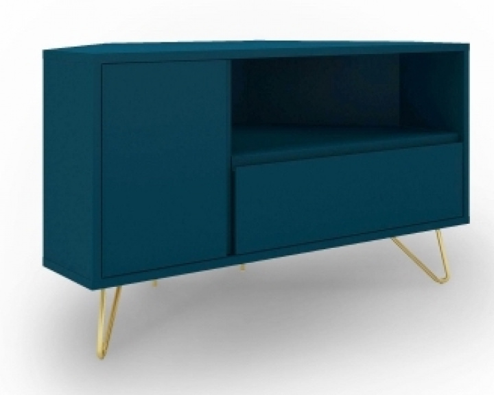 Meuble TV \'Elle\' pour coin - Turquoise/Laiton dans le groupe Meubles / Étagères & rangement / Meubles TV chez Reforma (ELLETU02-green)