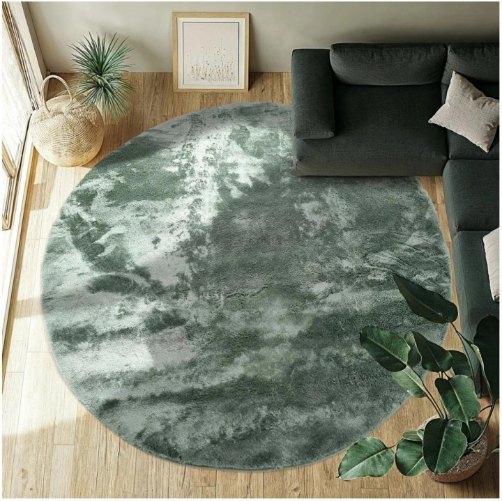 Tapis rond \'Aranga Super Soft Fur\' - Vert dans le groupe Tapis / Tapis en ry chez Reforma (H100153)