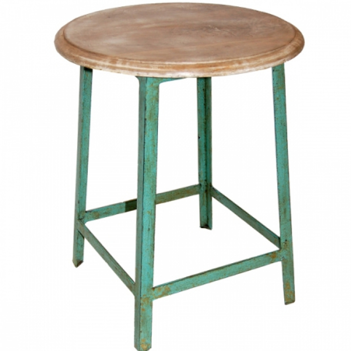 Tabouret vintage assise en bois \'Holly\' - Turquoise dans le groupe Chambres / Cuisine chez Reforma (M110037)