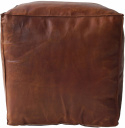 Pouf en cuir \'Olivia\' Cubique - Brun