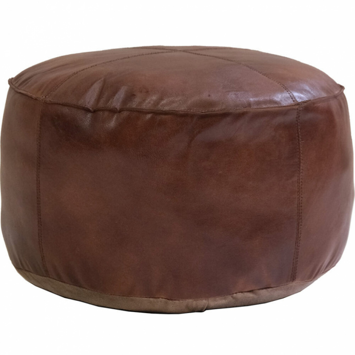 Pouf en cuir \'Olivia\' Rond - Brun dans le groupe Meubles / Canapés / Poufs & repose-pieds chez Reforma (MA1221)