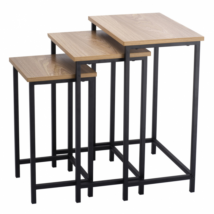 Table basse \'Grums\' 3 pièces - Noir/Bois dans le groupe Meubles / Tables / Table basse chez Reforma (MG1505)