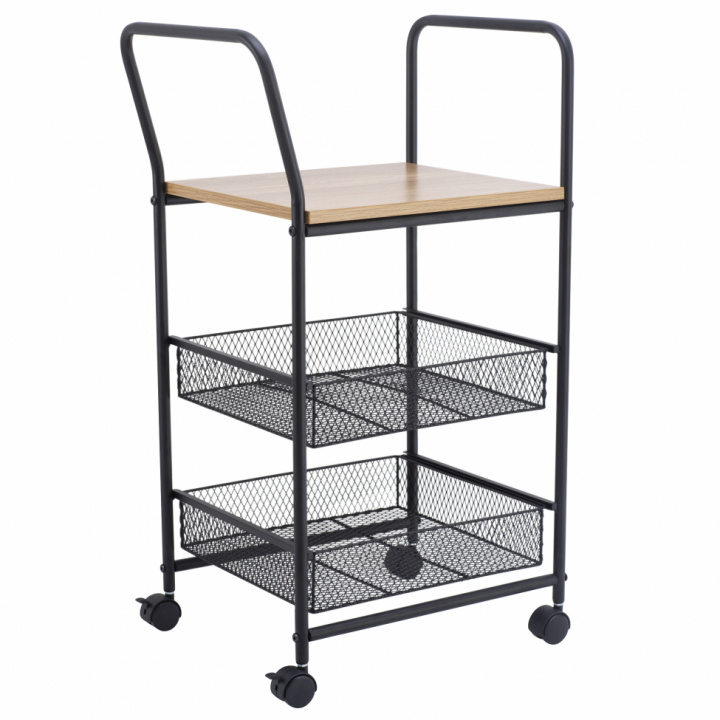 Chariot de cuisine/Chariot à boissons \'Grums\' - Noir/Bois dans le groupe Meubles / Tables / Chariots de service & Tables roulantes chez Reforma (MGC0313B)