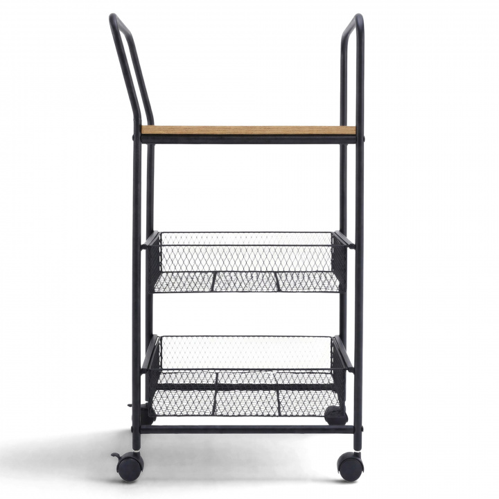 Chariot de cuisine/Chariot &agrave; boissons \'Grums\' - Noir/Bois dans le groupe Meubles / Tables / Chariots de service & Tables roulantes chez Reforma (MGC0313B)