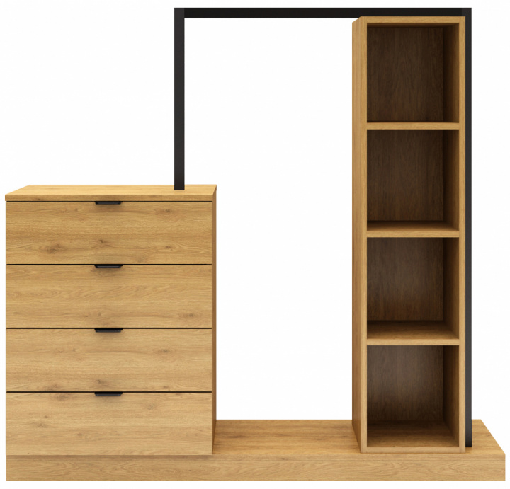 Porte-vêtements \'Nova\' 4 tiroirs - Chêne/Noir dans le groupe Meubles / Étagères & rangement / Cintres à vêtements chez Reforma (NOVASU02)