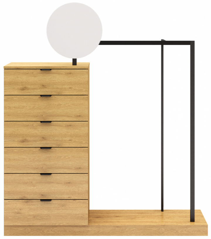 Porte-vêtements \'Nova\' 6 tiroirs - Chêne/Noir dans le groupe Meubles / Étagères & rangement / Cintres à vêtements chez Reforma (NOVASU04)