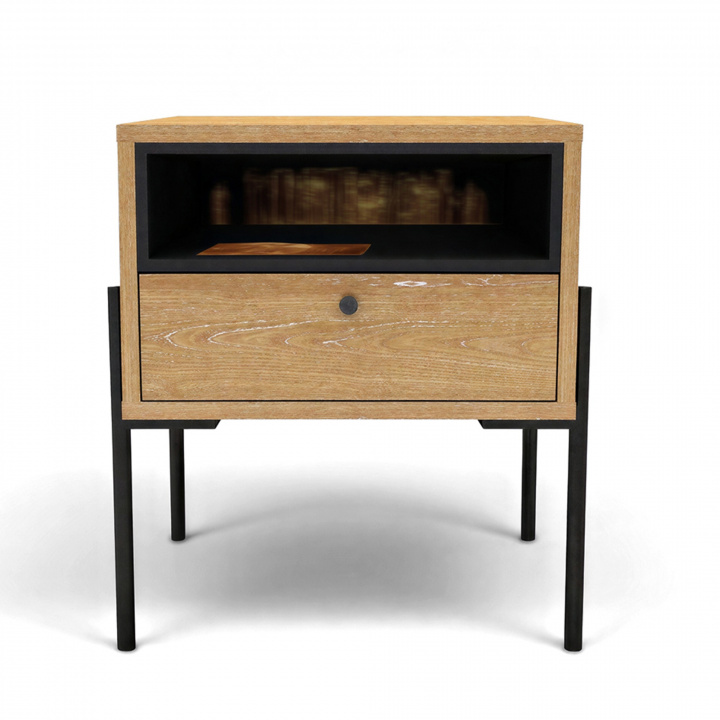 Table de nuit \'Punt\' - Ch&ecirc;ne/Noir dans le groupe Meubles / Tables / Tables de chevet chez Reforma (PUNTNS01)