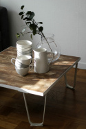 Table basse Vintage - Blanc Patiné/Bois