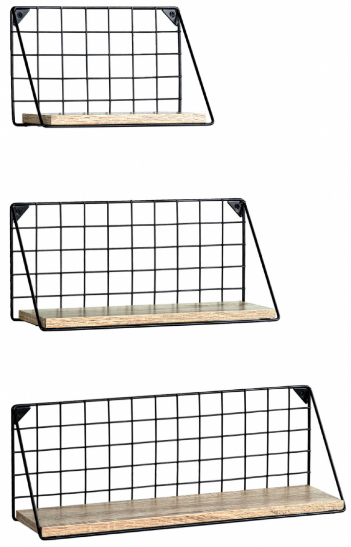 3-pack Étagères murales \'Net\' - Noir/Naturel dans le groupe Meubles / Étagères & rangement / Étagères murales chez Reforma (RH2012-39)