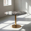 Table &agrave; manger \'Marbleous\' Ronde 120cm - Laiton/Noir
