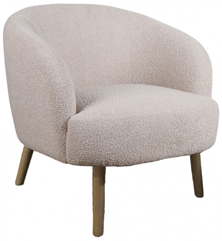 Fauteuil \'Capri\' pieds en bois - Beige/Bouclé dans le groupe Meubles / Meubles d\'assise / Fauteuils chez Reforma (T8049-boucle-beige)