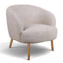 Fauteuil \'Capri\' pieds en bois - Beige/Boucl&eacute;