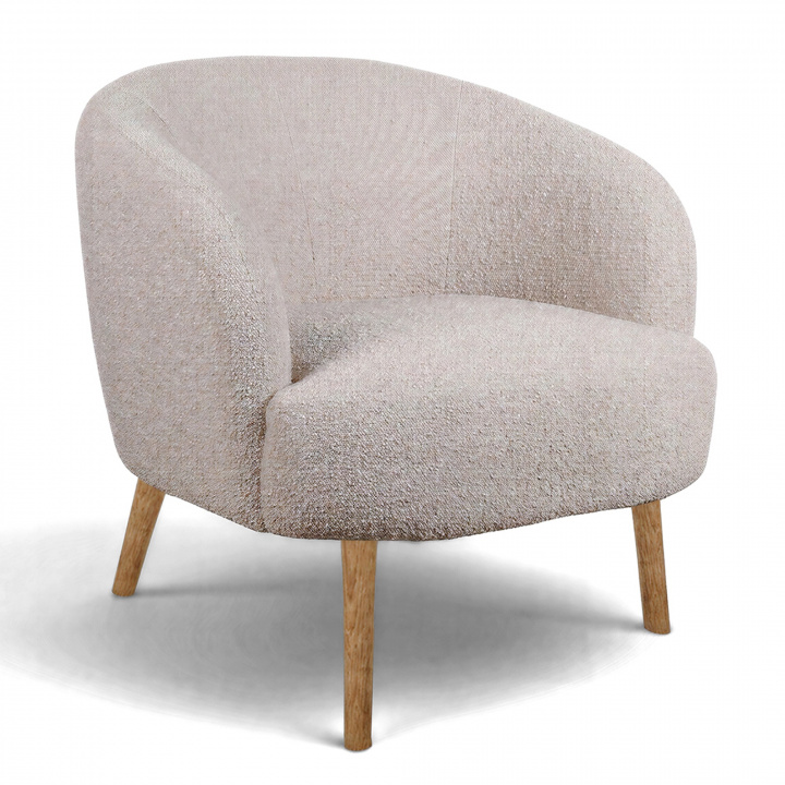 Fauteuil \'Capri\' pieds en bois - Beige/Boucl&eacute; dans le groupe Meubles / Meubles d\'assise / Fauteuils chez Reforma (T8049-boucle-beige)