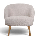 Fauteuil \'Capri\' pieds en bois - Beige/Boucl&eacute;