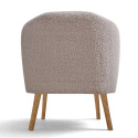 Fauteuil \'Capri\' pieds en bois - Beige/Boucl&eacute;